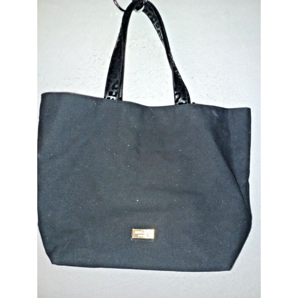 Jimmy Choo Black Tote Bag Shopper Handbag Animal print Sparkle Canvas Women's XL